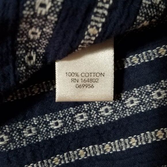 Christopher & Banks 3/4 Sleeve Blue Stripe Pop Over Size Large - Picture 7 of 11